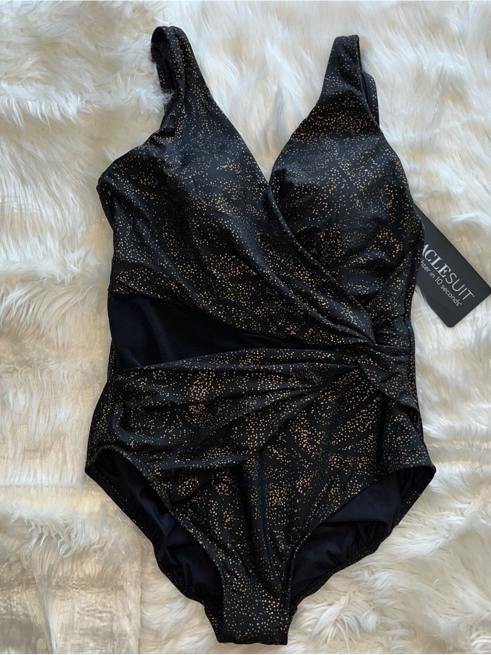 🆕Miraclesuit Brillante Circe One-Piece Swimsuit Black/Gold Size 16 - Picture 5 of 14